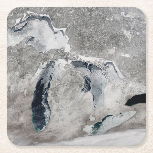 Ice On The Great Lakes United States Square Paper Coaster