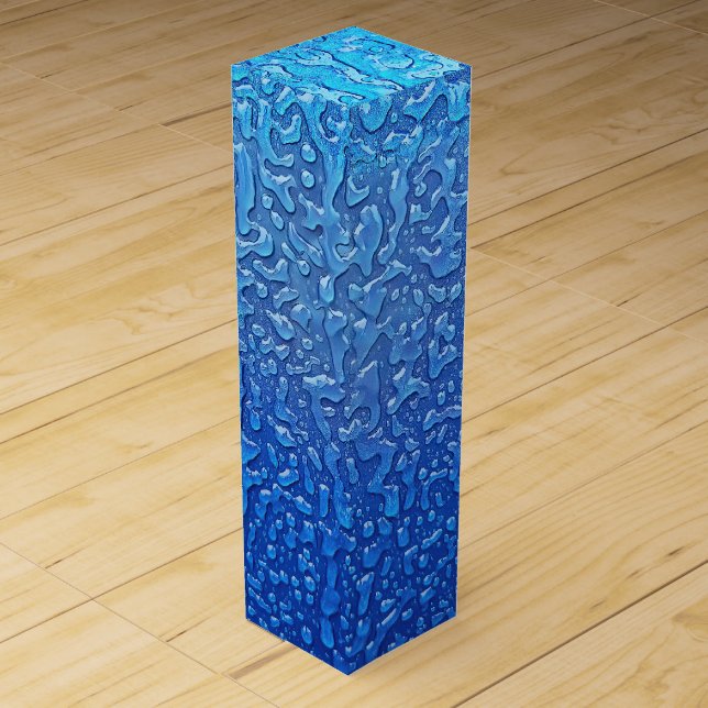 Ice Pattern On Blue Metal  Wine Box (Front)