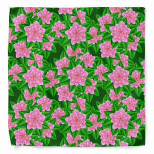 Ice Pink Camellias and Green Leaves Bandana
