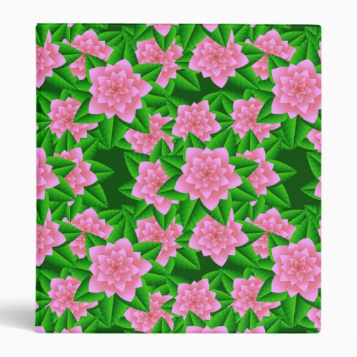 Ice Pink Camellias and Green Leaves Binder