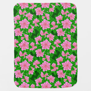 Ice Pink Camellias and Green Leaves Receiving Blanket