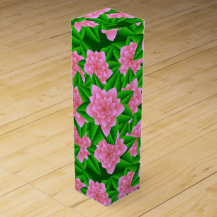 Ice Pink Camellias and Green Leaves Wine Box