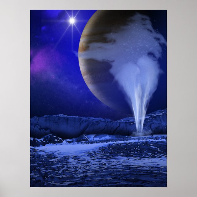 Ice Plume Jupiter Moon Europa Concept Art Poster (Front)