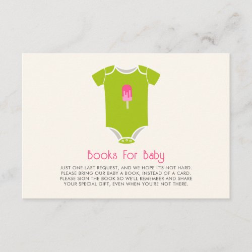 Ice Pop Baby Clothes Girl Baby Shower Book Request Enclosure Card