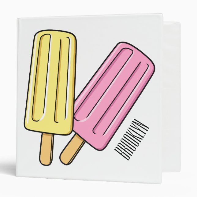 Ice pop cartoon illustration 3 ring binder (Front/Inside)