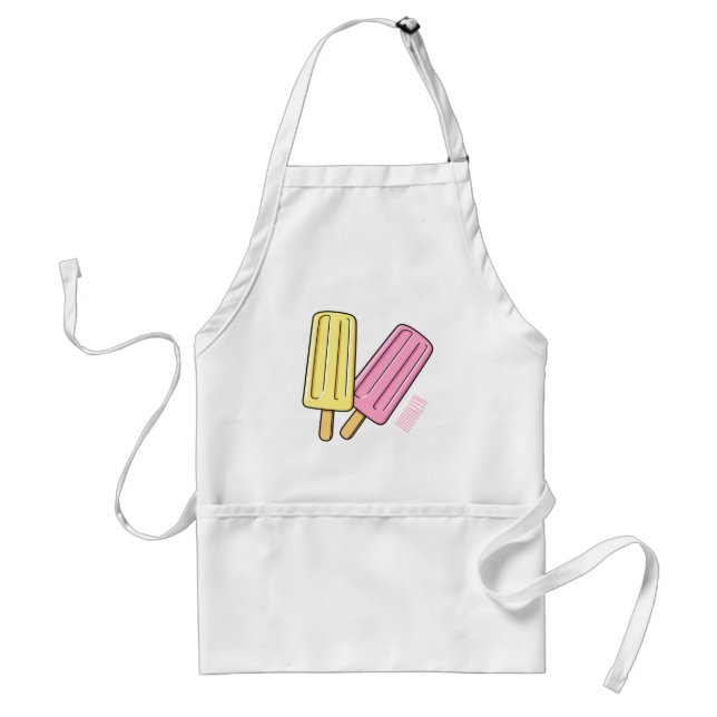 Ice pop cartoon illustration  adult apron (Front)