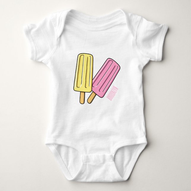 Ice pop cartoon illustration  baby bodysuit (Front)