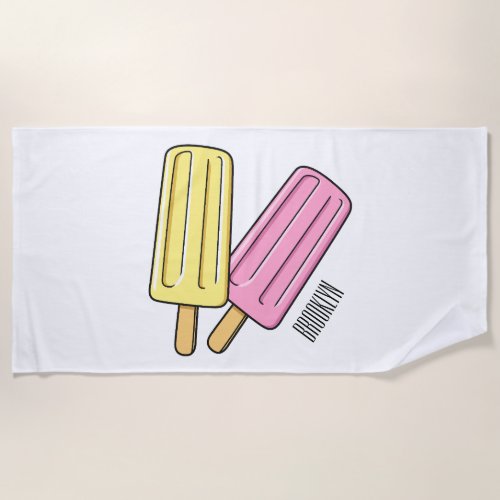 Ice pop cartoon illustration  beach towel