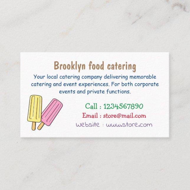 Ice pop cartoon illustration business card (Front)