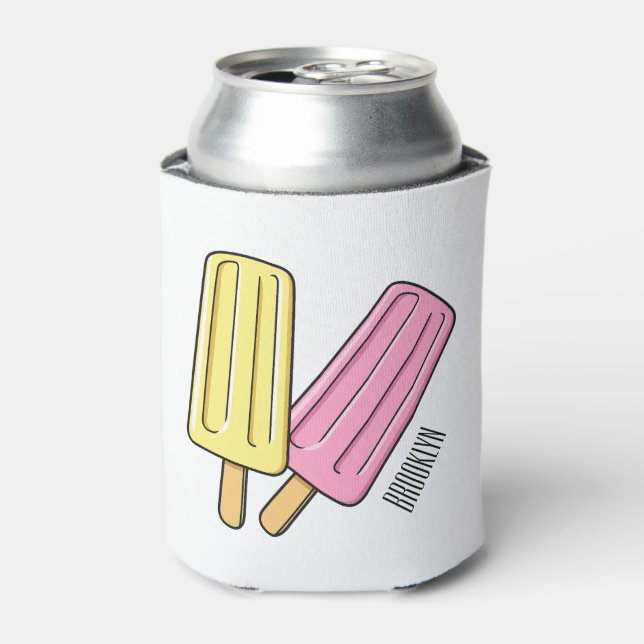 Ice pop cartoon illustration can cooler (Can Front)