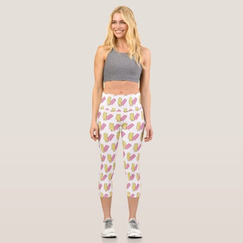 Ice pop cartoon illustration  capri leggings