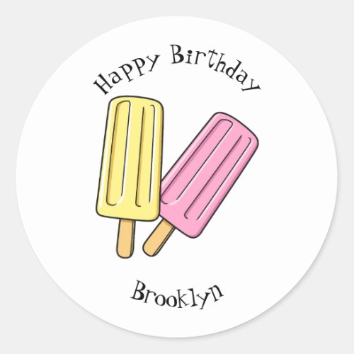 Ice pop cartoon illustration  classic round sticker