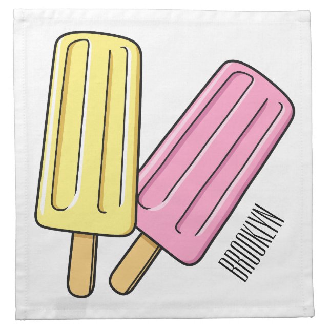 Ice pop cartoon illustration  cloth napkin (Front)