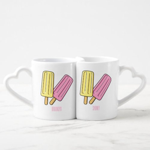Ice pop cartoon illustration coffee mug set