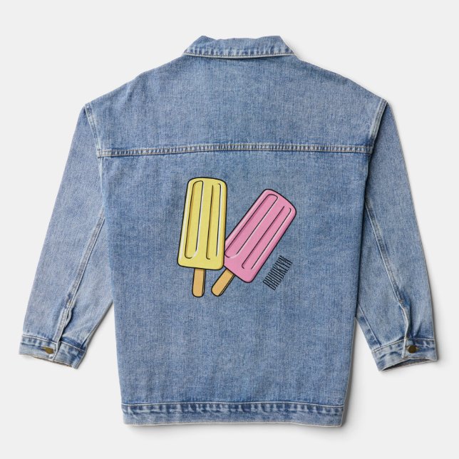 Ice pop cartoon illustration  denim jacket (Back)