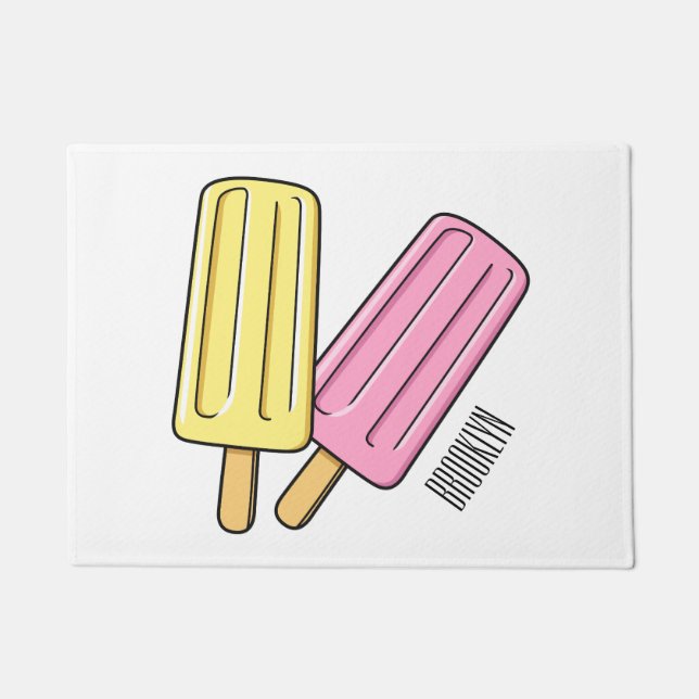 Ice pop cartoon illustration doormat (Front)