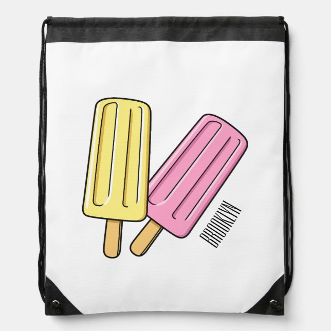 Ice pop cartoon illustration  drawstring bag (Front)