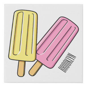 Ice pop cartoon illustration faux canvas print