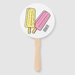 Ice pop cartoon illustration hand fan