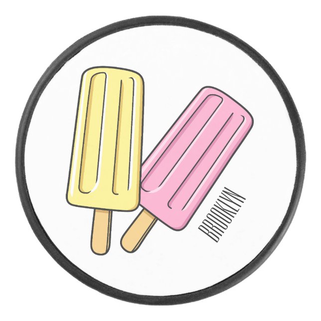 Ice pop cartoon illustration  hockey puck (Front)