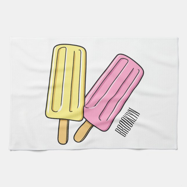 Ice pop cartoon illustration kitchen towel (Horizontal)