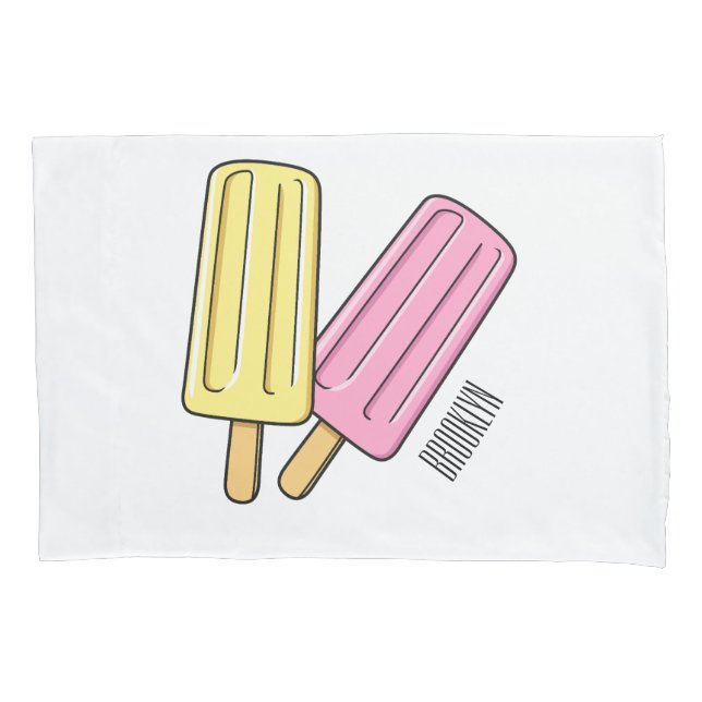 Ice pop cartoon illustration pillow case (Front)