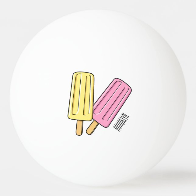 Ice pop cartoon illustration ping pong ball (Front)