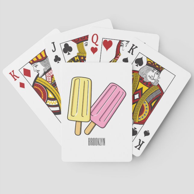 Ice pop cartoon illustration poker cards (Back)