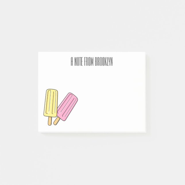 Ice pop cartoon illustration post-it notes (Front)