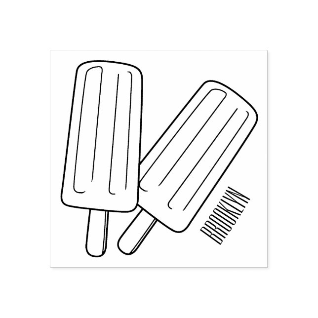 Ice pop cartoon illustration rubber stamp (Imprint)