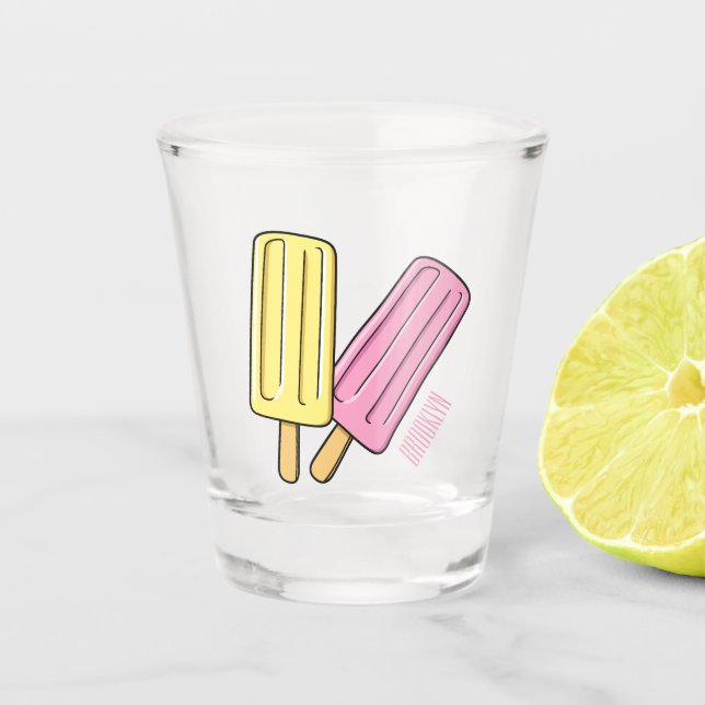 Ice pop cartoon illustration shot glass (Front)
