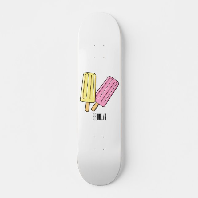 Ice pop cartoon illustration skateboard (Front)