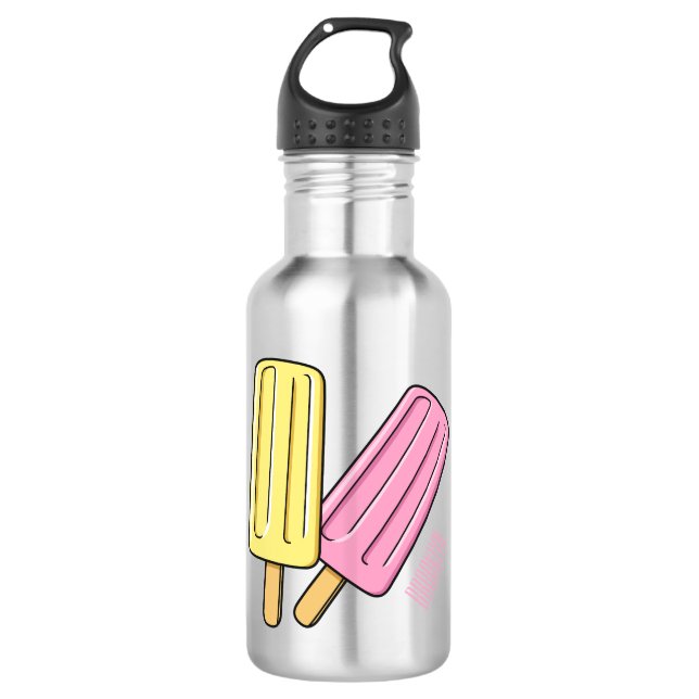 Ice pop cartoon illustration  stainless steel water bottle (Front)