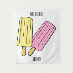 Ice pop cartoon illustration tapestry