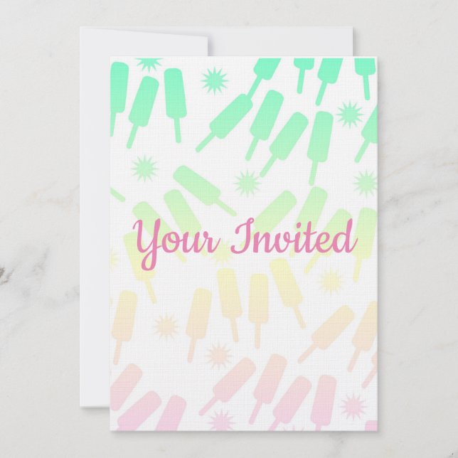 Ice Pop Kids Party Invite (Front)