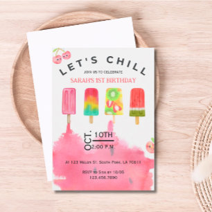 Ice Pop Let's Chill Summer Birthday Invitation