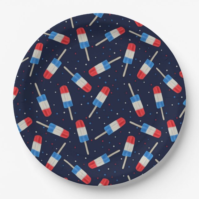 Ice Pops At Night Paper Plates (Front)