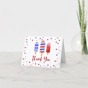Ice Pops One Red White Blue Thank You Card