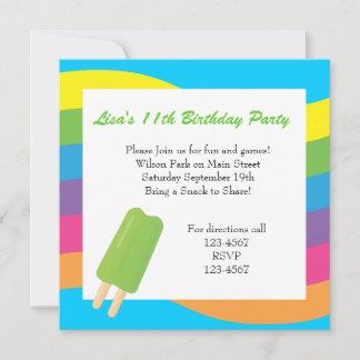 Ice Pops, Rainbows and Hearts Invitation