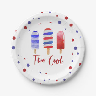 Ice Pops Two Cool Red White Blue 2nd Birthday Paper Plates