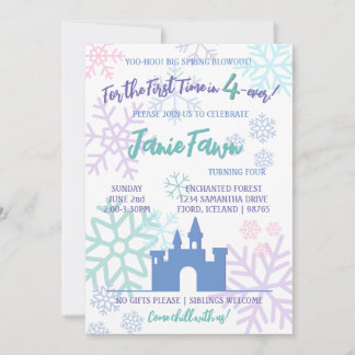 Ice Princess 4th Birthday Invitation | Template