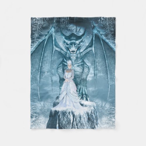 Ice Queen and Dragon Small Fleece Blanket