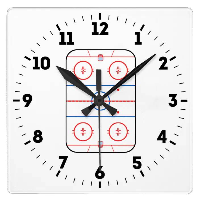 Ice Rink Diagram Hockey Game Decor on a Square Wall Clock | Zazzle.com