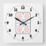 Ice Rink Diagram Hockey Game Decor on a Square Wall Clock