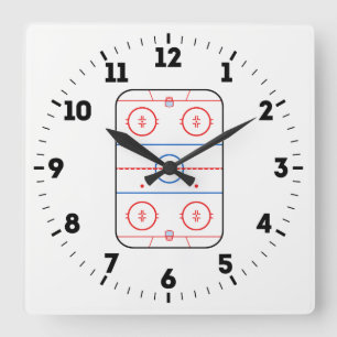 Ice Rink Diagram Hockey Game Decor on a Square Wall Clock