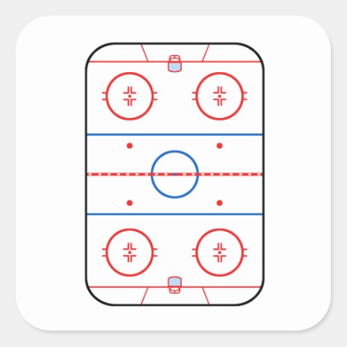 Ice Rink Diagram Hockey Game Decor Square Sticker