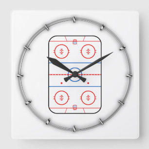 Ice Rink Diagram Hockey Game Decor Square Wall Clock