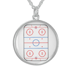Ice Rink Diagram Hockey Game Decor Sterling Silver Necklace