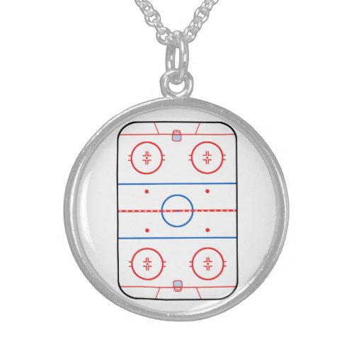 Ice Rink Diagram Hockey Game Decor Sterling Silver Necklace