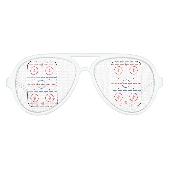Ice Rink Diagram Hockey Game Graphic Aviator Sunglasses (Front)